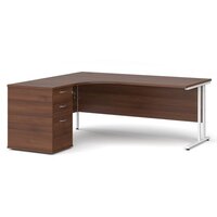 Maestro 25 left hand ergonomic desk 1800mm with white cantilever frame and desk