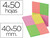 Bloc de Notas Adhesivas Quita y Pon Q-Connect 40X50 mm con 50 Hojas Fluorescentes Pack de 4 Unidades