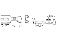 Unisolierte Flachsteckhülse, 6,3 x 0,8 mm, 1,0 bis 2,5 mm², AWG 18 bis 14, Messi
