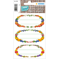 Küchen-Etiketten, Früchtekränze, Rechteckig, bunt, 12 Stück