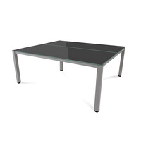 Rocada mesa de oficina doble serie executive 180x163 aluminio / cristal negro