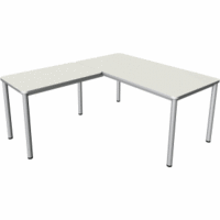 Schreibtisch + Anbautisch Prime 160x80/100x60cm weiß