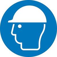 Znak nakazu, aluminiowy 200 mm „Nakaz stosowania ochrony głowy”