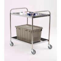 Stainless steel removable shelf trolleys - 2 tier
