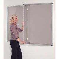 Tamperproof lockable coloured felt office noticeboards - double - grey