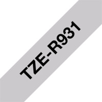 Brother TZe-R931 selyem szövet P-touch szalag (12mm) Black on Silver - 4m