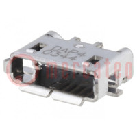 Socket; USB AB micro; on PCBs; SMT; PIN: 5; horizontal