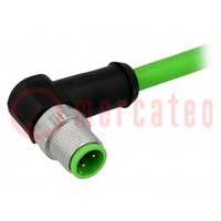 Plug; M12; PIN: 4; male; D code-Ethernet; 5m; Insulation: PVC; cables