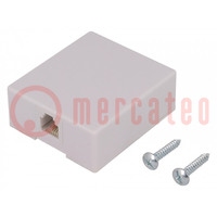 Socket; RJ11; Layout: 6p4c; surface-mounted,screw; H: 57mm; W: 50mm