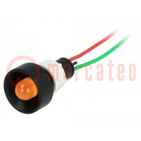 Indicator: LED; recessed; orange; 24VDC; 24VAC; Ø13mm; IP40; plastic