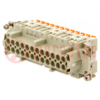 Connector: HDC; contact insert; female; CSH; PIN: 24; 24+PE; 16A