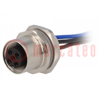 Connector: M12; contact; PIN: 3; vrouwelijk; kabels; IP67; recht