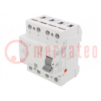 RCD breaker; Inom: 25A; Ires: 30mA; Poles: 4; 230V,400V; IP20; EFI