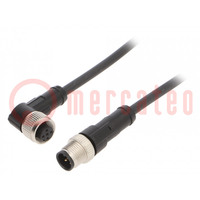 Cable de conexión; M12; PIN: 5; 1m; enchufe; 60VAC; 4A; -25÷80°C; PUR