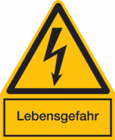 Kombischild Elektrotechnik - Warnung vor elektrischer Spannung, Lebensgefahr