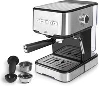 Lacor 69256 - Cafetera espresso con 2 salidas de café y función de calentar/espumar la leche, apta para café molido