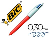 Bolígrafo Clásico ROJO punta fina (0,8 mm) Bic cuatro colores -12 unidades