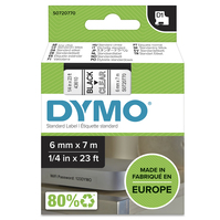 DYMO D1 etichette originali | stampa nera su trasparente | 6 mm x 7 m | autoadesive | per etichettatrice di etichette LabelManager