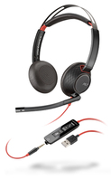 POLY Blackwire 5220 Kopfhörer Kabelgebunden Kopfband Anrufe/Musik USB Typ-A Schwarz, Rot