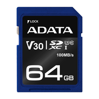 ADATA ASDX64GUI3V30S-R mémoire flash 64 Go SDXC UHS-I Classe 10
