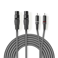 Nedis COTH15230GY30 audio kábel 3 M 2 x XLR (3-pin) 2 x RCA Szürke