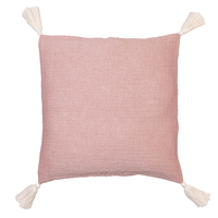 Jean & Len Kissenhülle mit Quasten aus 100% Bio-Baumwolle, rosa, 45x45 cm