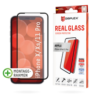 Displex Full Cover Panzerglas (10H) für Apple iPhone X/XS/11 Pro, Eco-Montagerahmen, volle Displayabdeckung, Tempered Glas, kratzer-resistente Schutzfolie, hüllenfreundlich