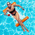 Relaxdays Schwimmhängematte, Pool Luftmatratze mit Netz, bis 100 kg, für Erwachsene, Wasserhängematte, Farbauswahl