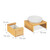 Relaxdays Katzennapf Set mit Katzengras Schale, 2 Keramiknäpfe je 350 ml, Bambus-Ständer, spülmaschinenfest, natur/weiß