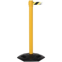 WeatherMaster 250 Heavy Duty Retractable Belt Barrier - 3.4m Belt with Warning Message - Orange - Cleaning in Process - Yellow belt