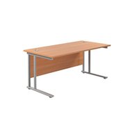 Jemini Cantilever Rectangular Desk 1600x800mm Beech/Silver KF807049