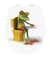 WENKO WC-Sitz Hochglanz Acryl Frog News, Absenkautomatik, Fix-Clip Befestigung