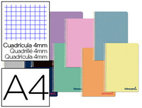Cuaderno espiral liderpapel A4 wonder tapa plastico 80h 90gr cuadro 4mm con margen colores surtidos