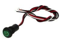 Drucktaster, 1-polig, schwarz, beleuchtet (rot/grün), 2 A/28 V, Einbau-Ø 15.5 mm