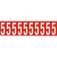 Identical numbers and letters on one card for indoor use 22.00 mm x 57.00 mm CNL2R 5, Red, White, Rectangle, Removable, White on red,Self Adhesive Labels