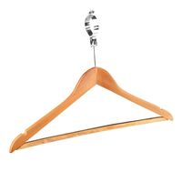 Bolero Wooden Hangers with Security Collar - Non Slip Rubber on Bar Pack of 10