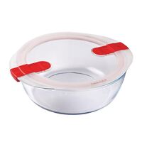 Pyrex Cook and Heat Round Dish with Airtight Lid Seal Steam Vents - 2.3L