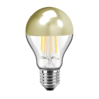 LED Kopfspiegel-Filament Vintage Birnenform A60, E27, 7W 2700K 645lm 180°, Glas klar / Spiegelkopf Gold
