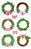 Weihnachtssticker, Papier, Beschriftung Kränze, weiß, rot, grün, 16 Aufkleber