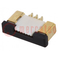 Connector: FFC/FPC; verticaal; PIN: 6; ZIF; SMT; 0,5A; 30mΩ; -25÷85°C