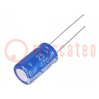 Capacitor: electrolytic; THT; 470uF; 25VDC; Ø10x16mm; Pitch: 5mm