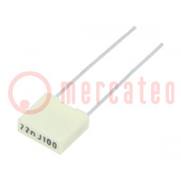 Capacitor: polyester; 22nF; 63VAC; 100VDC; 5mm; ±5%; 7.2x2.5x6.5mm