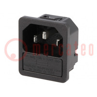 Connecteur: alimentation AC; socle; mâle; 10A; 250VAC; IEC 60320