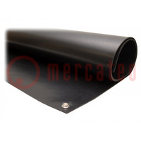 Bench mat; ESD; L: 1.2m; W: 0.6m; Thk: 2mm; rubber; black; <140kΩ
