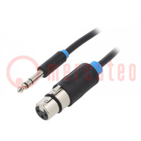 Cable; Jack 6,3mm plug,XLR female 3pin; 1.5m; black; Øcable: 6mm