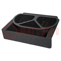 Car loudspeaker enclosure; MDF; black melange; textil; 3x200mm