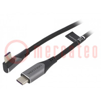 Cable; USB 2.0; USB C plug,USB C angled plug; 0.5m; black; 100W