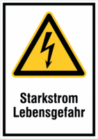Kombischild - Warnung vor elektrischer Spannung, Starkstrom Lebensgefahr, B-859