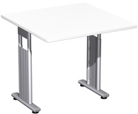 Oxford-Anbau-Schreibtisch in Weiß-Dekor, zweiseitig verkürzter Fuß HxBxT 680-820 x 800 x 800 mm | TP0419-02