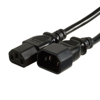 Videk IEC M (C14) to IEC F (C13) Mains Power Cable Black 3Mtr